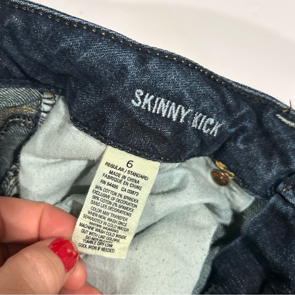 American Eagle Jeans Womens 6 Reg Blue Dark Wash Low Rise Skinny Kick Bootcut! - Picture 4 of 13